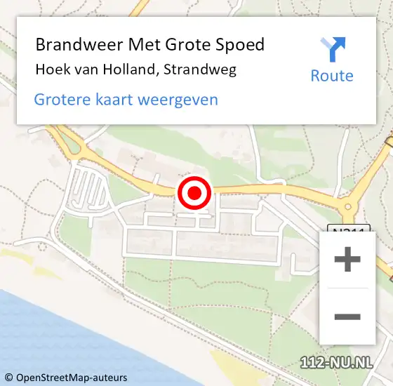 Locatie op kaart van de 112 melding: Brandweer Met Grote Spoed Naar Hoek van Holland, Strandweg op 24 januari 2021 15:24