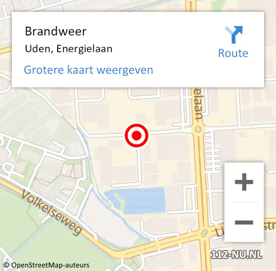 Locatie op kaart van de 112 melding: Brandweer Uden, Energielaan op 24 januari 2021 15:25