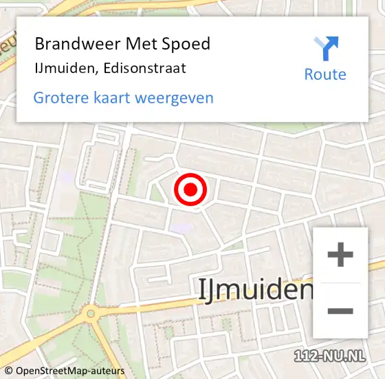 Locatie op kaart van de 112 melding: Brandweer Met Spoed Naar IJmuiden, Edisonstraat op 24 januari 2021 17:57