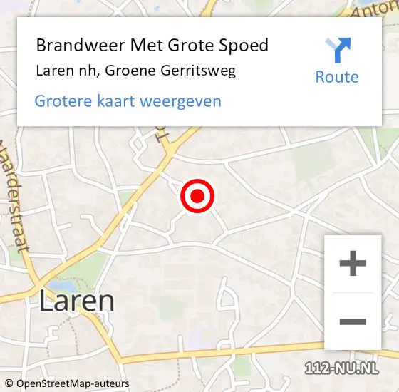 Locatie op kaart van de 112 melding: Brandweer Met Grote Spoed Naar Laren nh, Groene Gerritsweg op 24 januari 2021 18:25