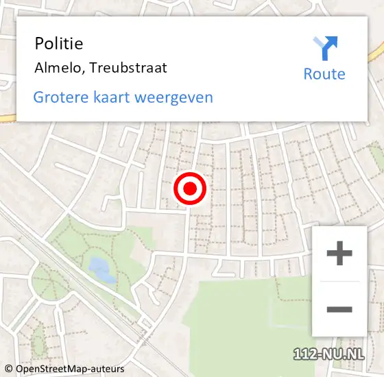 Locatie op kaart van de 112 melding: Politie Almelo, Treubstraat op 24 januari 2021 19:51