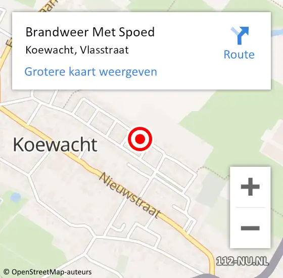 Locatie op kaart van de 112 melding: Brandweer Met Spoed Naar Koewacht, Vlasstraat op 24 januari 2021 19:54