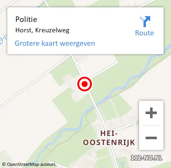 Locatie op kaart van de 112 melding: Politie Horst, Kreuzelweg op 24 januari 2021 19:56