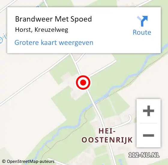 Locatie op kaart van de 112 melding: Brandweer Met Spoed Naar Horst, Kreuzelweg op 24 januari 2021 19:57