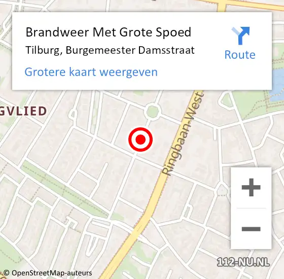 Locatie op kaart van de 112 melding: Brandweer Met Grote Spoed Naar Tilburg, Burgemeester Damsstraat op 24 januari 2021 20:01