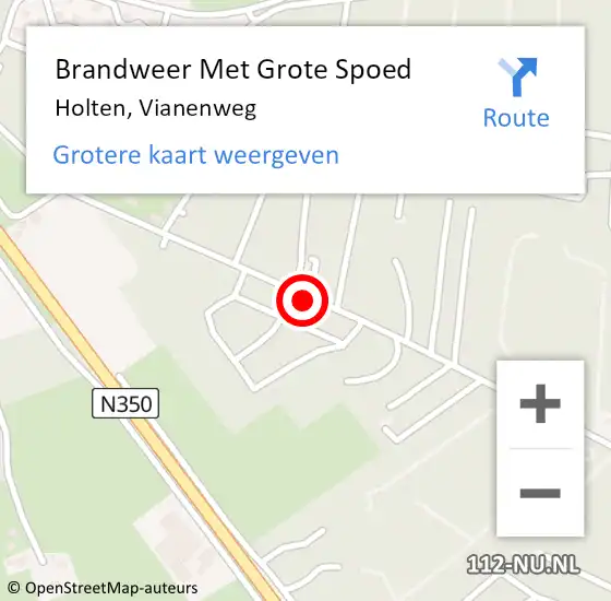 Locatie op kaart van de 112 melding: Brandweer Met Grote Spoed Naar Holten, Vianenweg op 24 januari 2021 20:21