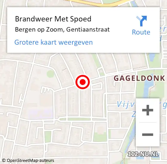 Locatie op kaart van de 112 melding: Brandweer Met Spoed Naar Bergen op Zoom, Gentiaanstraat op 24 januari 2021 21:10