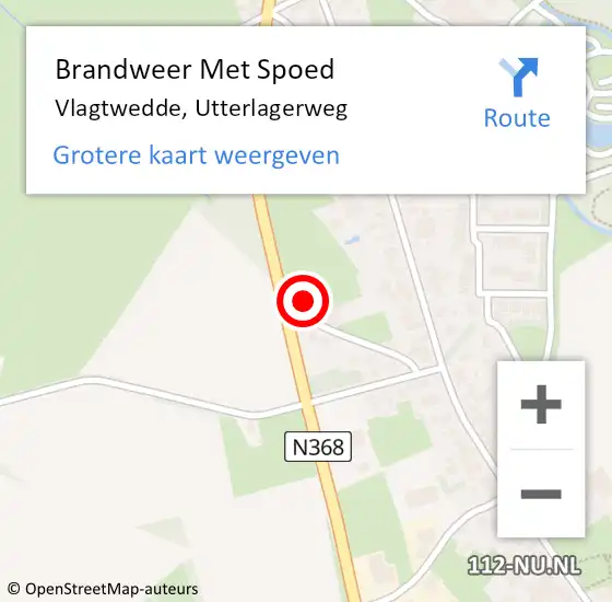 Locatie op kaart van de 112 melding: Brandweer Met Spoed Naar Vlagtwedde, Utterlagerweg op 31 mei 2014 16:57