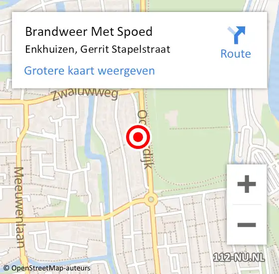 Locatie op kaart van de 112 melding: Brandweer Met Spoed Naar Enkhuizen, Gerrit Stapelstraat op 24 januari 2021 21:40