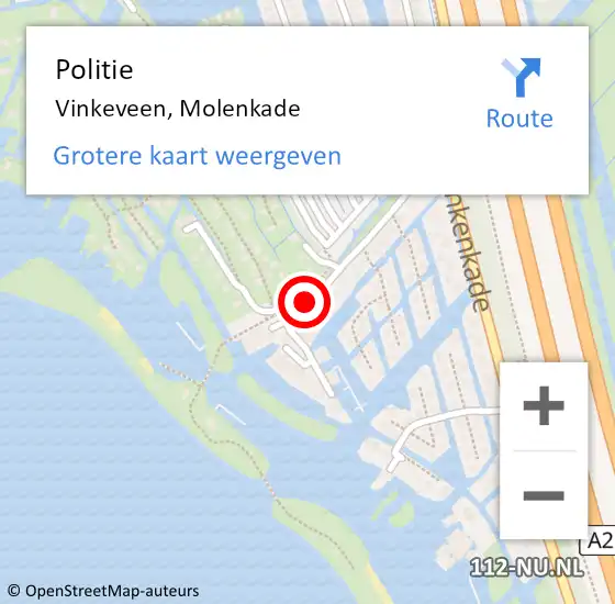 Locatie op kaart van de 112 melding: Politie Vinkeveen, Molenkade op 24 januari 2021 22:21