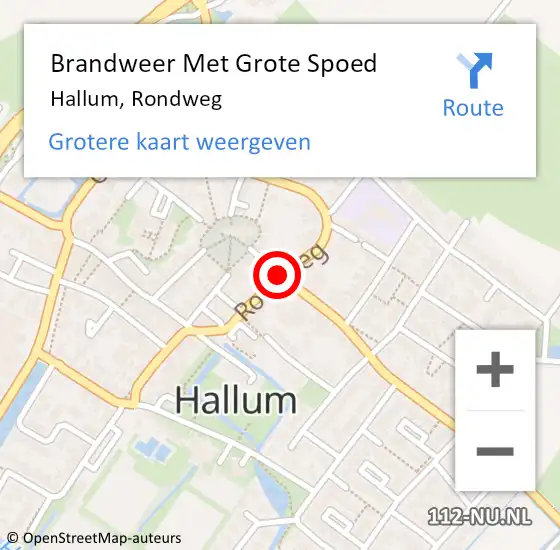 Locatie op kaart van de 112 melding: Brandweer Met Grote Spoed Naar Hallum, Rondweg op 24 januari 2021 22:22