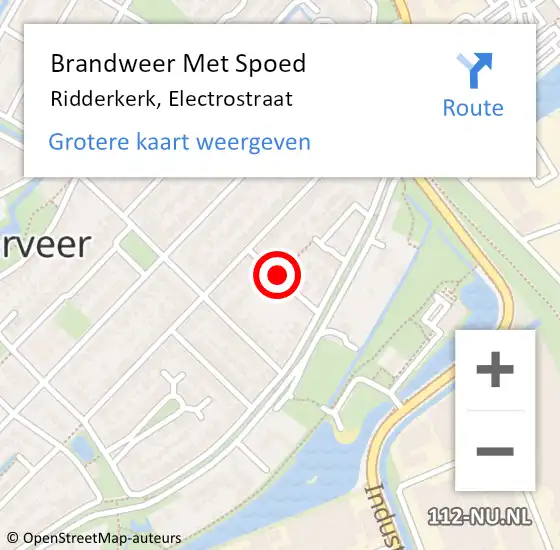 Locatie op kaart van de 112 melding: Brandweer Met Spoed Naar Ridderkerk, Electrostraat op 24 januari 2021 23:29