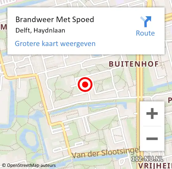 Locatie op kaart van de 112 melding: Brandweer Met Spoed Naar Delft, Haydnlaan op 25 januari 2021 01:36