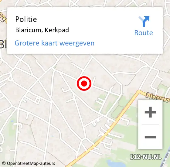 Locatie op kaart van de 112 melding: Politie Blaricum, Kerkpad op 30 januari 2021 11:09