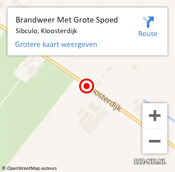 Locatie op kaart van de 112 melding: Brandweer Met Grote Spoed Naar Sibculo, Kloosterdijk op 30 januari 2021 12:22