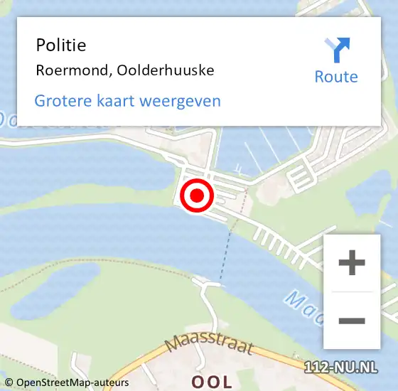 Locatie op kaart van de 112 melding: Politie Roermond, Oolderhuuske op 30 januari 2021 13:48