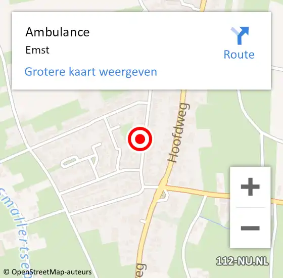 Locatie op kaart van de 112 melding: Ambulance Emst op 30 januari 2021 14:03