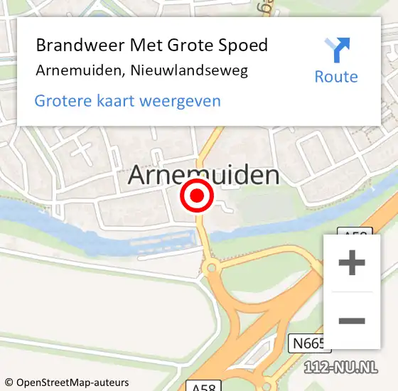 Locatie op kaart van de 112 melding: Brandweer Met Grote Spoed Naar Arnemuiden, Nieuwlandseweg op 30 januari 2021 15:08