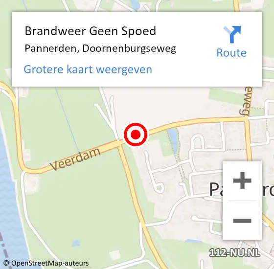 Locatie op kaart van de 112 melding: Brandweer Geen Spoed Naar Pannerden, Doornenburgseweg op 30 januari 2021 16:41