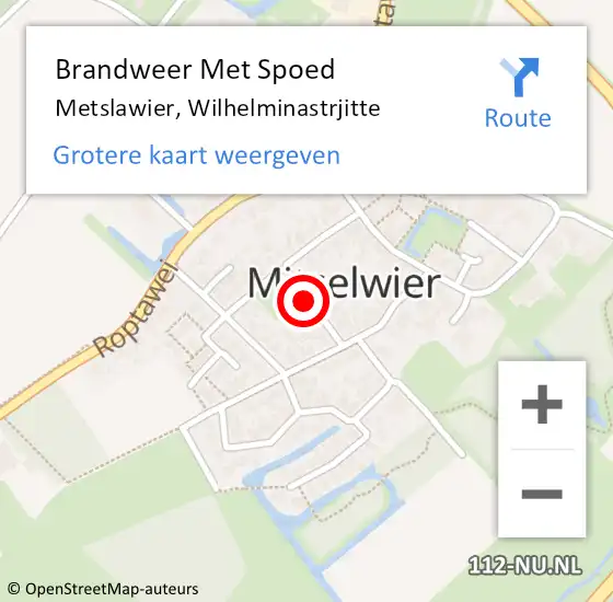 Locatie op kaart van de 112 melding: Brandweer Met Spoed Naar Metslawier, Wilhelminastrjitte op 30 januari 2021 16:52