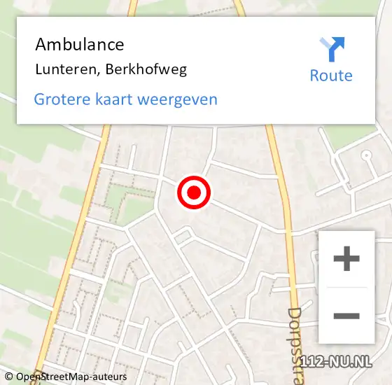 Locatie op kaart van de 112 melding: Ambulance Lunteren, Berkhofweg op 30 januari 2021 16:55