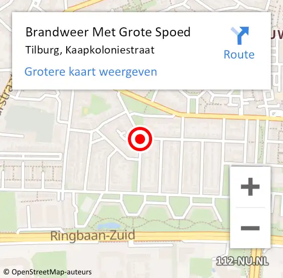 Locatie op kaart van de 112 melding: Brandweer Met Grote Spoed Naar Tilburg, Kaapkoloniestraat op 30 januari 2021 18:25