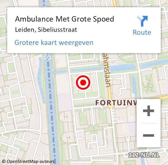 Locatie op kaart van de 112 melding: Ambulance Met Grote Spoed Naar Leiden, Sibeliusstraat op 30 januari 2021 19:52