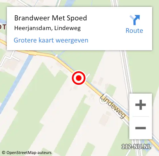 Locatie op kaart van de 112 melding: Brandweer Met Spoed Naar Heerjansdam, Lindeweg op 3 oktober 2013 16:26