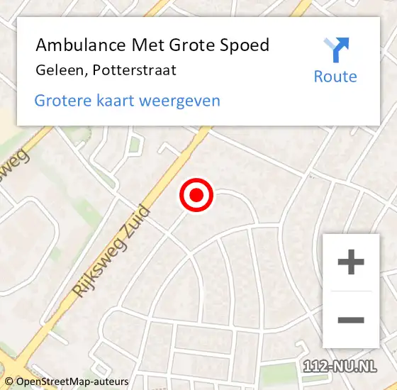 Locatie op kaart van de 112 melding: Ambulance Met Grote Spoed Naar Geleen, Potterstraat op 31 mei 2014 18:14