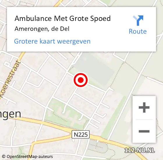 Locatie op kaart van de 112 melding: Ambulance Met Grote Spoed Naar Amerongen, de Del op 30 januari 2021 20:03