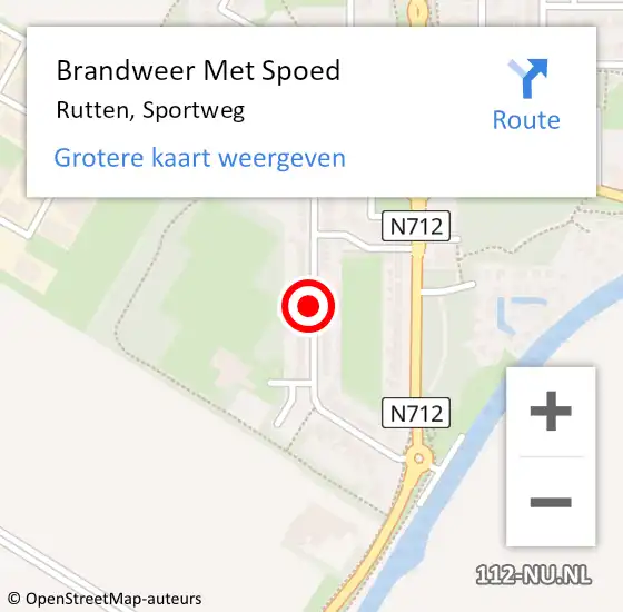 Locatie op kaart van de 112 melding: Brandweer Met Spoed Naar Rutten, Sportweg op 30 januari 2021 20:10