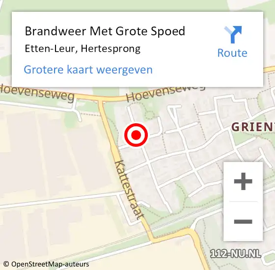 Locatie op kaart van de 112 melding: Brandweer Met Grote Spoed Naar Etten-Leur, Hertesprong op 30 januari 2021 20:58