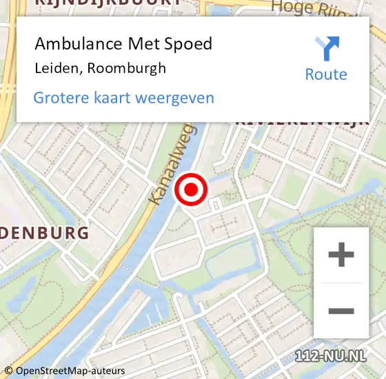 Locatie op kaart van de 112 melding: Ambulance Met Spoed Naar Leiden, Roomburgh op 31 januari 2021 03:54