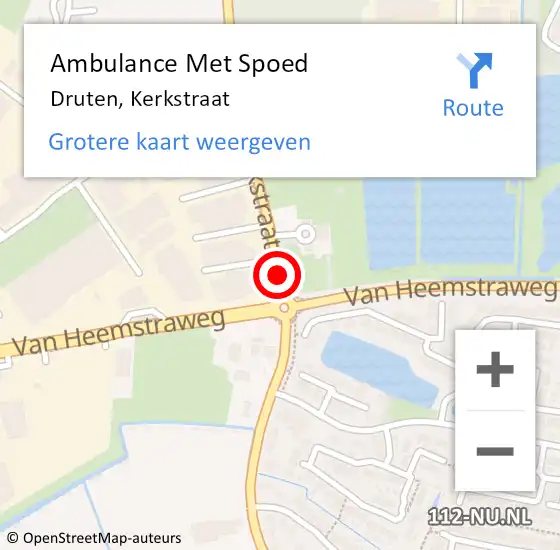 Locatie op kaart van de 112 melding: Ambulance Met Spoed Naar Druten, Kerkstraat op 31 januari 2021 06:11