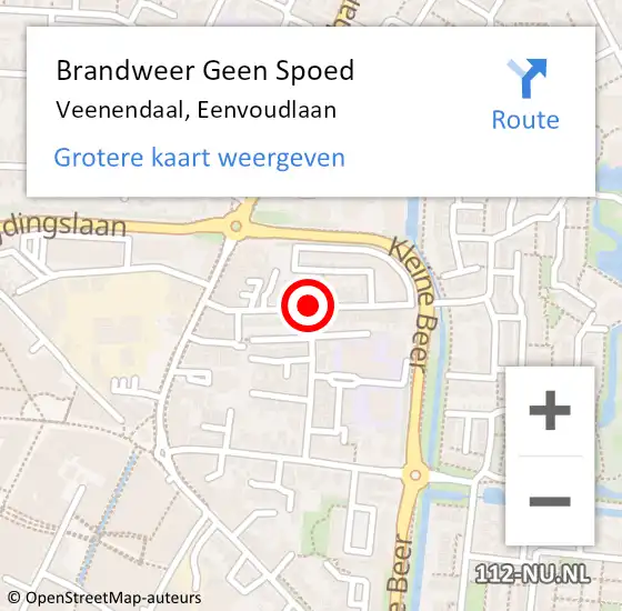 Locatie op kaart van de 112 melding: Brandweer Geen Spoed Naar Veenendaal, Eenvoudlaan op 31 januari 2021 08:09