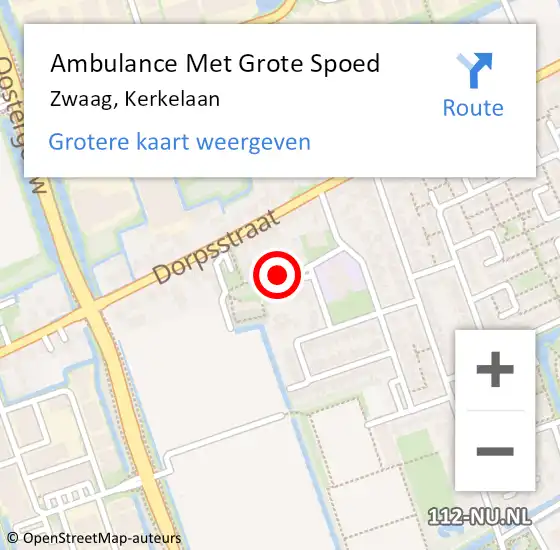 Locatie op kaart van de 112 melding: Ambulance Met Grote Spoed Naar Zwaag, Kerkelaan op 31 januari 2021 10:13