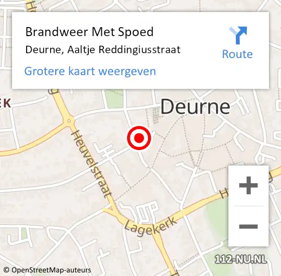 Locatie op kaart van de 112 melding: Brandweer Met Spoed Naar Deurne, Aaltje Reddingiusstraat op 31 januari 2021 10:16