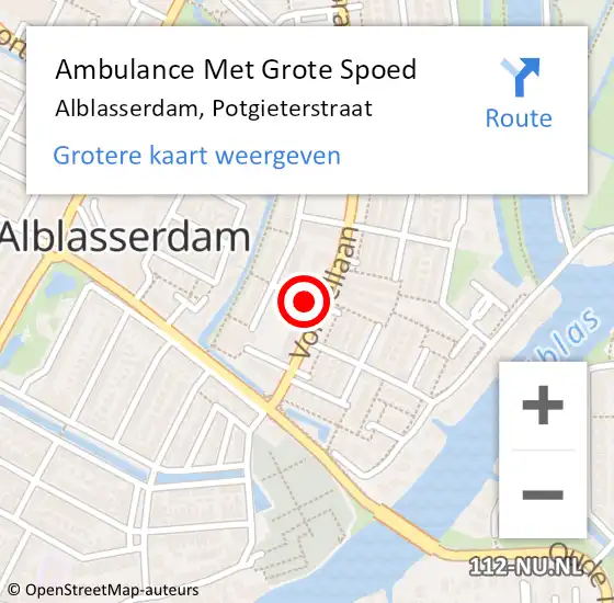 Locatie op kaart van de 112 melding: Ambulance Met Grote Spoed Naar Alblasserdam, Potgieterstraat op 31 januari 2021 11:18