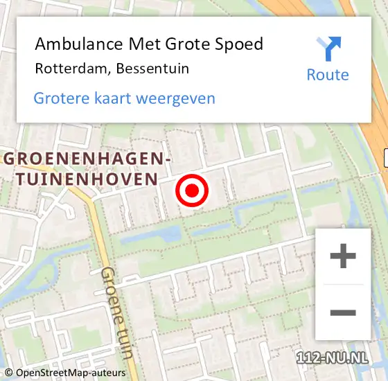 Locatie op kaart van de 112 melding: Ambulance Met Grote Spoed Naar Rotterdam, Bessentuin op 31 januari 2021 11:39