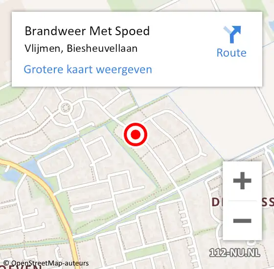 Locatie op kaart van de 112 melding: Brandweer Met Spoed Naar Vlijmen, Biesheuvellaan op 31 januari 2021 13:06