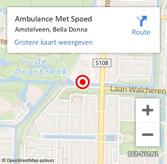 Locatie op kaart van de 112 melding: Ambulance Met Spoed Naar Amstelveen, Bella Donna op 31 januari 2021 14:09