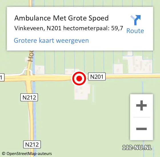 Locatie op kaart van de 112 melding: Ambulance Met Grote Spoed Naar Vinkeveen, N201 hectometerpaal: 59,7 op 31 januari 2021 15:23