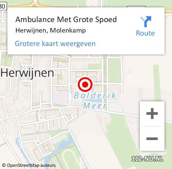 Locatie op kaart van de 112 melding: Ambulance Met Grote Spoed Naar Herwijnen, Molenkamp op 31 januari 2021 15:28