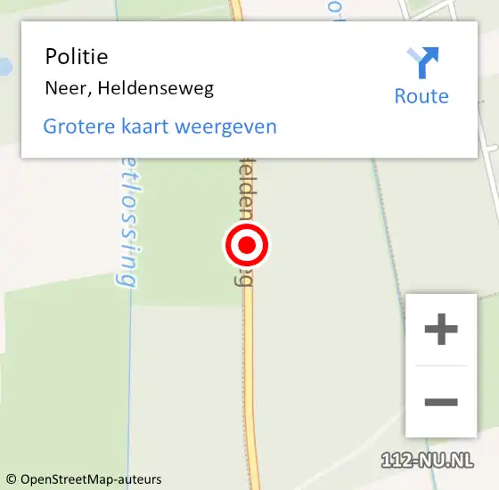 Locatie op kaart van de 112 melding: Politie Neer, Heldenseweg op 31 januari 2021 15:48