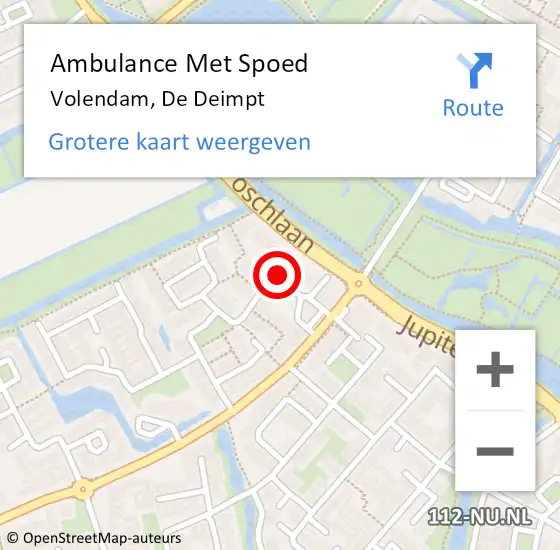 Locatie op kaart van de 112 melding: Ambulance Met Spoed Naar Volendam, De Deimpt op 31 januari 2021 15:53