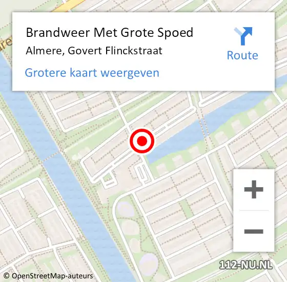 Locatie op kaart van de 112 melding: Brandweer Met Grote Spoed Naar Almere, Govert Flinckstraat op 31 januari 2021 18:07