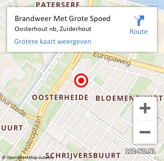 Locatie op kaart van de 112 melding: Brandweer Met Grote Spoed Naar Oosterhout nb, Zuiderhout op 31 januari 2021 18:28