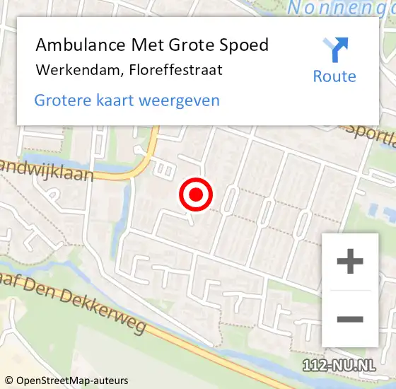 Locatie op kaart van de 112 melding: Ambulance Met Grote Spoed Naar Werkendam, Floreffestraat op 31 januari 2021 18:32