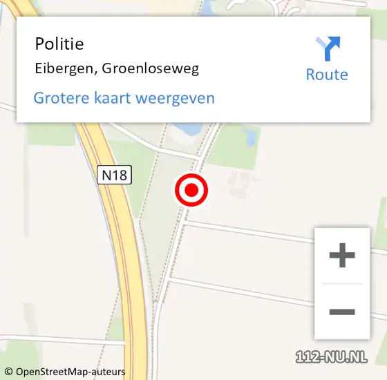 Locatie op kaart van de 112 melding: Politie Eibergen, Groenloseweg op 31 januari 2021 20:05