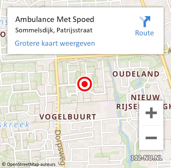 Locatie op kaart van de 112 melding: Ambulance Met Spoed Naar Sommelsdijk, Patrijsstraat op 31 januari 2021 21:58